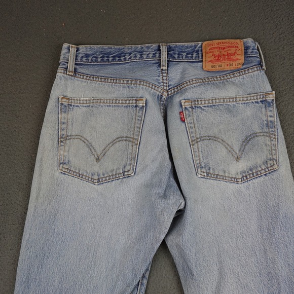 Vintage Levis 501xx Jeans Mens 34x36 (31x31) Blue Distressed Button Fly - Picture 9 of 13